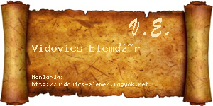 Vidovics Elemér névjegykártya