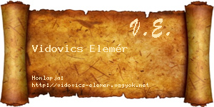 Vidovics Elemér névjegykártya